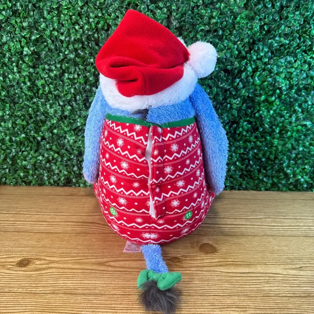 Disney Eeyore Holiday Weighted Plush Wearing Christmas Santa Hat Rare HTF Gift